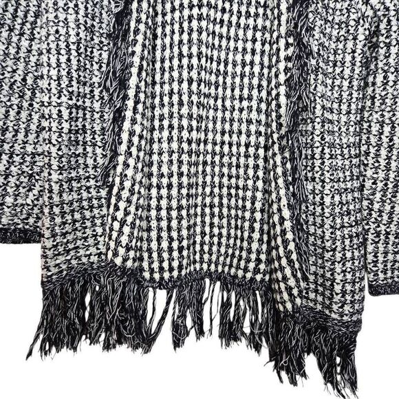 Karl Lagerfeld Open Front Fringe Cardigan Size Medium - Picture 3 of 8